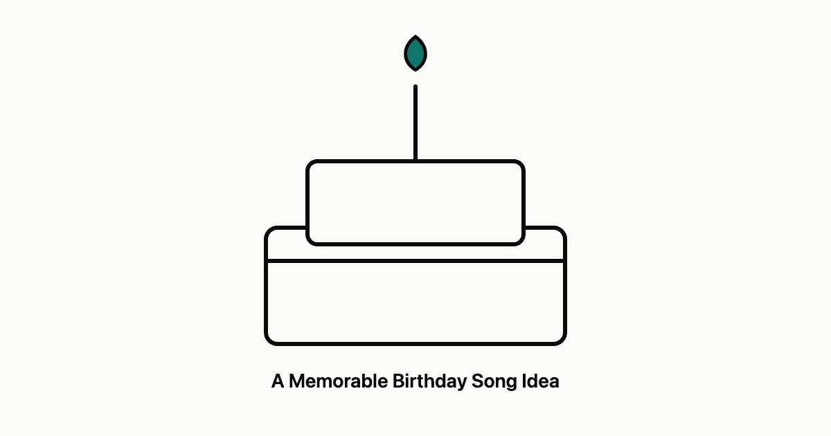 Birthday candles flickering over a notebook with handwritten song lyrics and a small wrapped gift